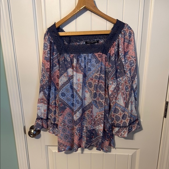 Sharagano Women's Blue and Pink Patterned Top XL - Picture 1 of 5
